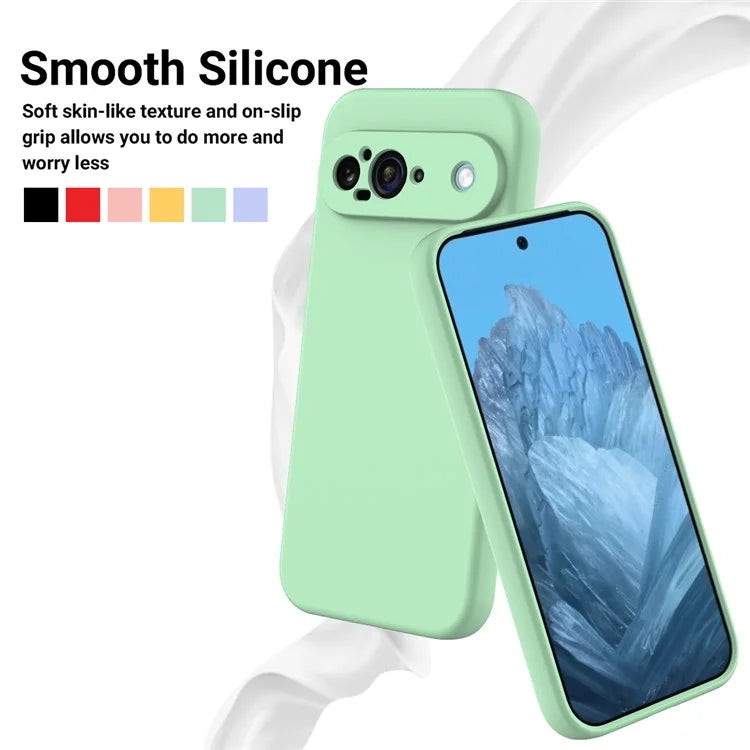 For Google Pixel 9 Case Liquid Silicone Shockproof Phone Cover with Hand Strap