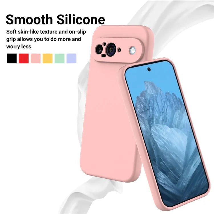 For Google Pixel 9 Case Liquid Silicone Shockproof Phone Cover with Hand Strap