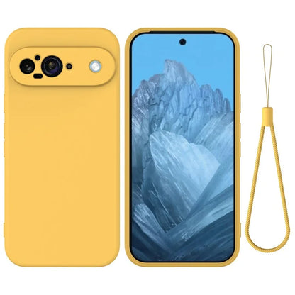 For Google Pixel 9 Case Liquid Silicone Shockproof Phone Cover with Hand Strap