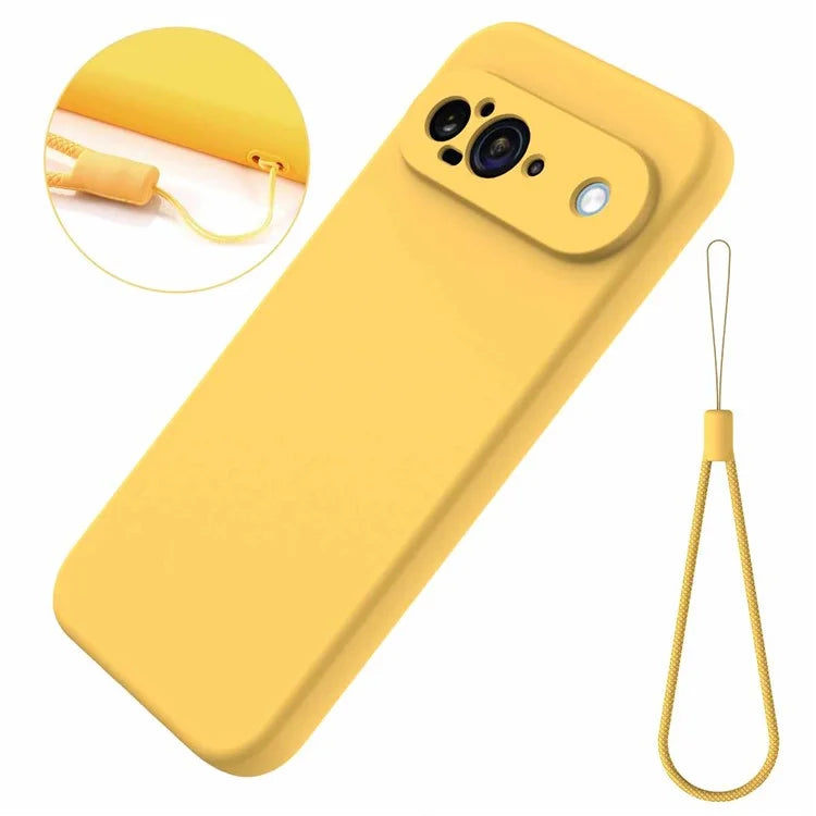 For Google Pixel 9 Case Liquid Silicone Shockproof Phone Cover with Hand Strap