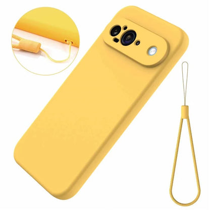 For Google Pixel 9 Case Liquid Silicone Shockproof Phone Cover with Hand Strap
