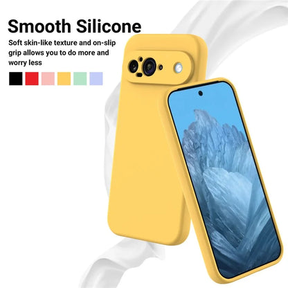 For Google Pixel 9 Case Liquid Silicone Shockproof Phone Cover with Hand Strap