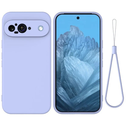 For Google Pixel 9 Case Liquid Silicone Shockproof Phone Cover with Hand Strap