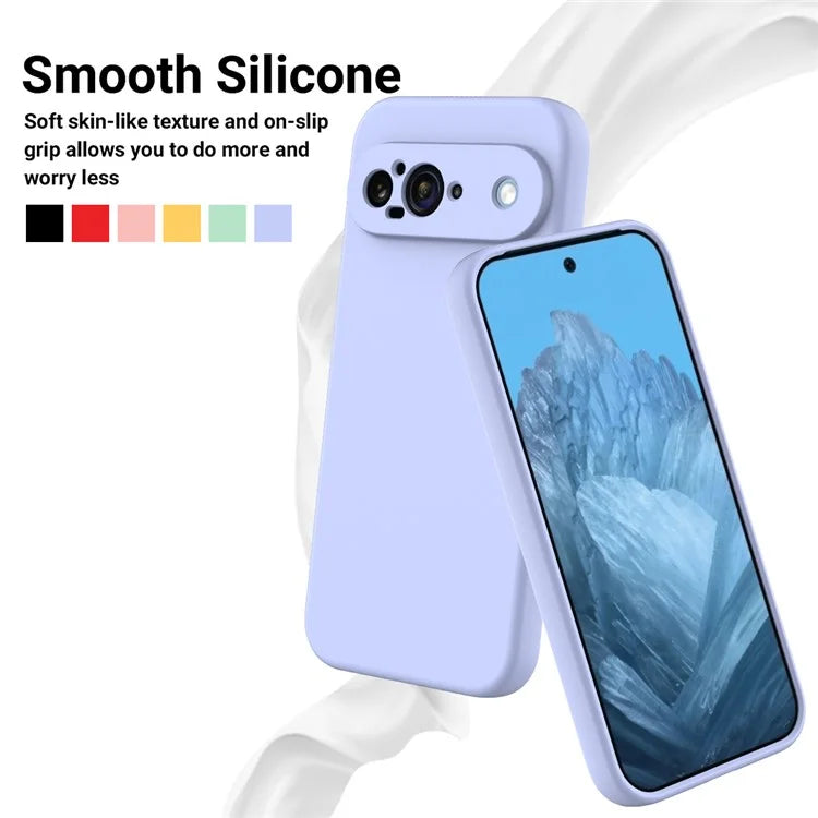 For Google Pixel 9 Case Liquid Silicone Shockproof Phone Cover with Hand Strap