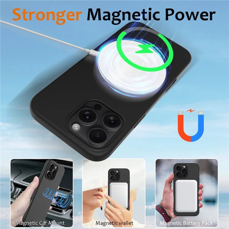 For iPhone 16 Pro Magnetic Case Shockproof Liquid Silicone Phone Cover