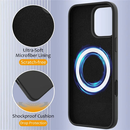 For iPhone 16 Pro Magnetic Case Shockproof Liquid Silicone Phone Cover