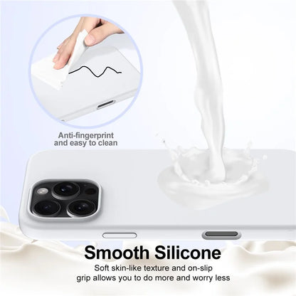For iPhone 16 Pro Magnetic Case Shockproof Liquid Silicone Phone Cover