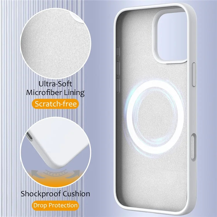 For iPhone 16 Pro Magnetic Case Shockproof Liquid Silicone Phone Cover