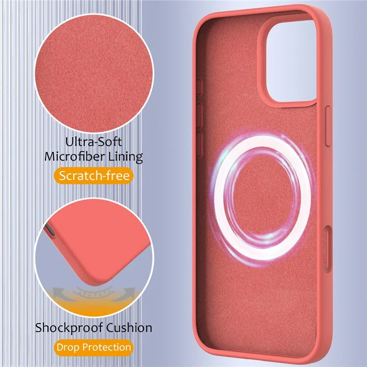For iPhone 16 Pro Magnetic Case Shockproof Liquid Silicone Phone Cover