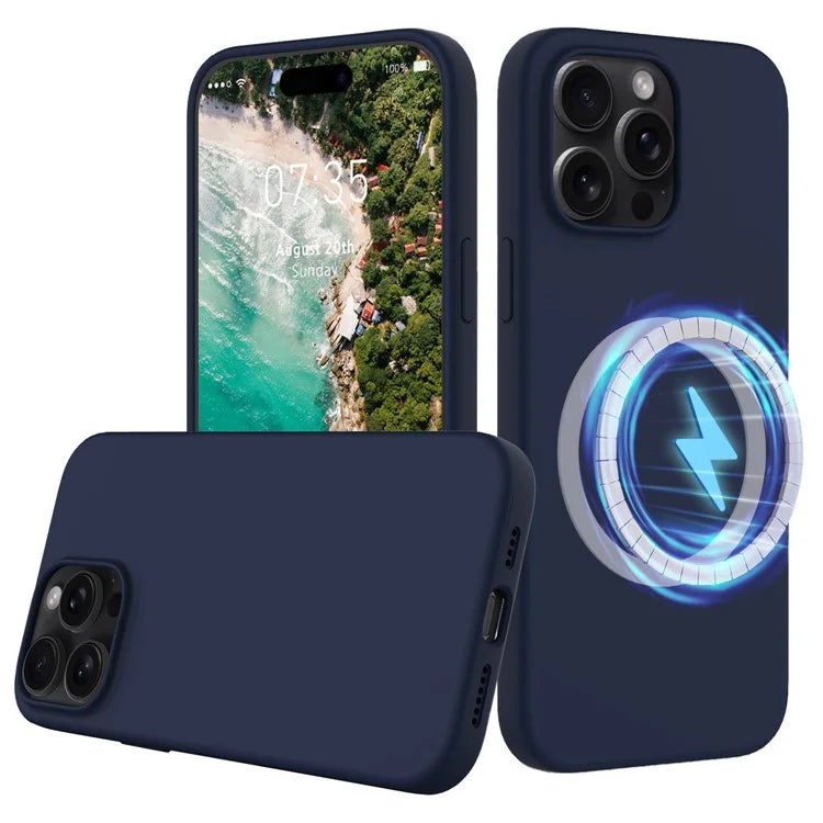 For iPhone 16 Pro Magnetic Case Shockproof Liquid Silicone Phone Cover
