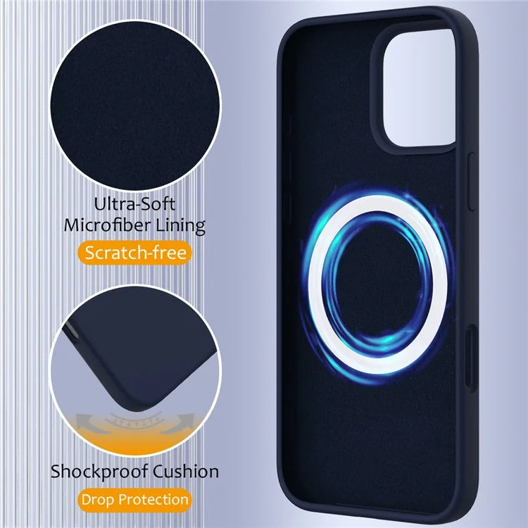 For iPhone 16 Pro Magnetic Case Shockproof Liquid Silicone Phone Cover