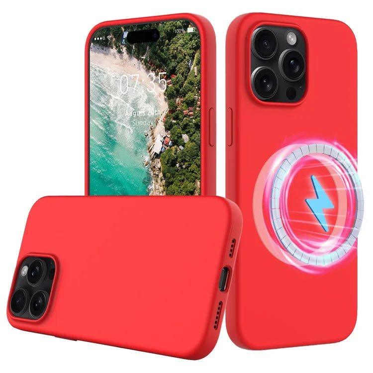 For iPhone 16 Pro Magnetic Case Shockproof Liquid Silicone Phone Cover