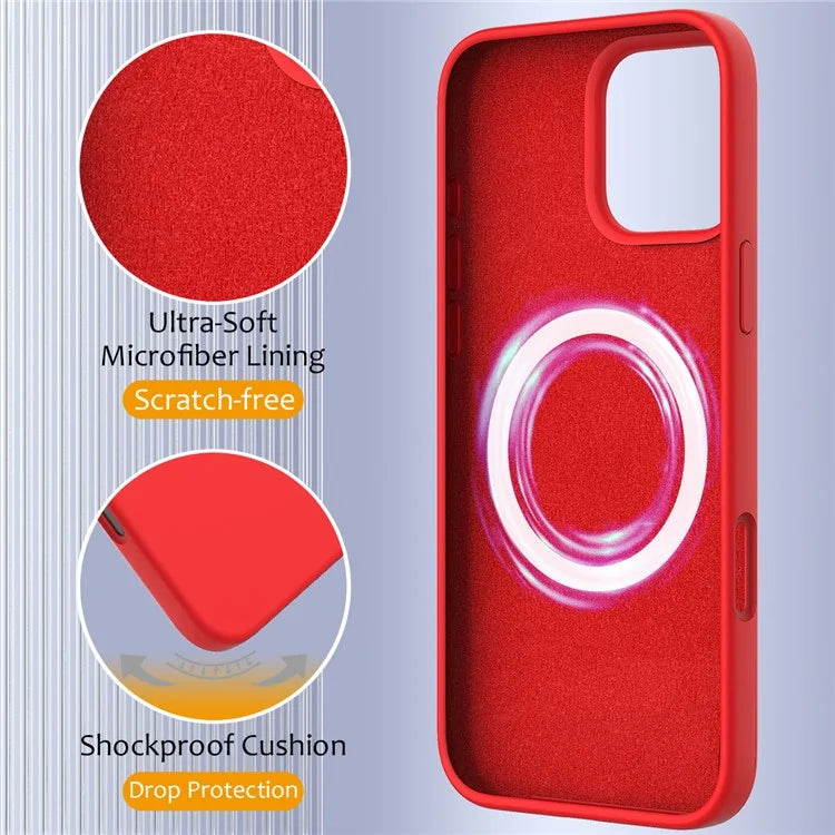 For iPhone 16 Pro Magnetic Case Shockproof Liquid Silicone Phone Cover