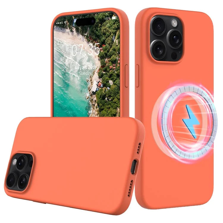 For iPhone 16 Pro Magnetic Case Shockproof Liquid Silicone Phone Cover