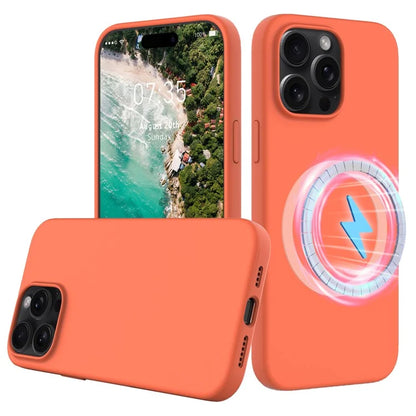 For iPhone 16 Pro Magnetic Case Shockproof Liquid Silicone Phone Cover