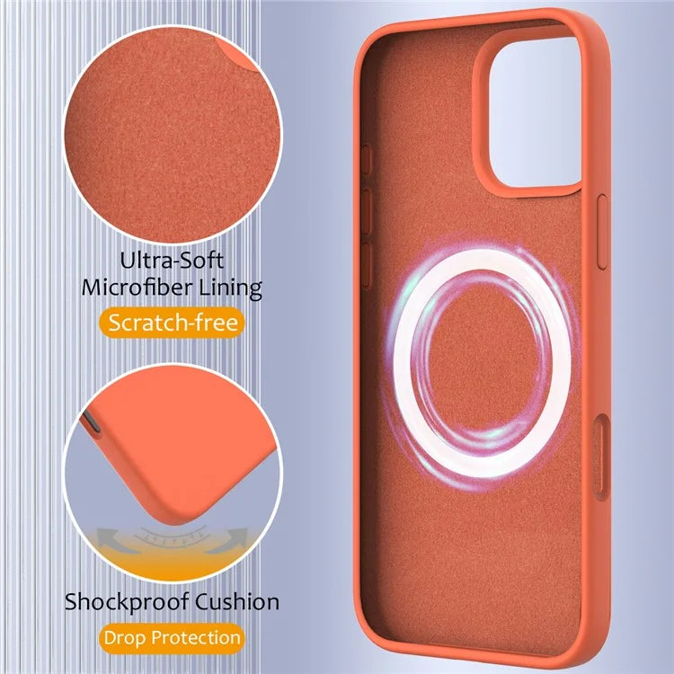 For iPhone 16 Pro Magnetic Case Shockproof Liquid Silicone Phone Cover