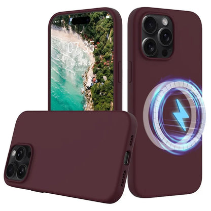 For iPhone 16 Pro Magnetic Case Shockproof Liquid Silicone Phone Cover