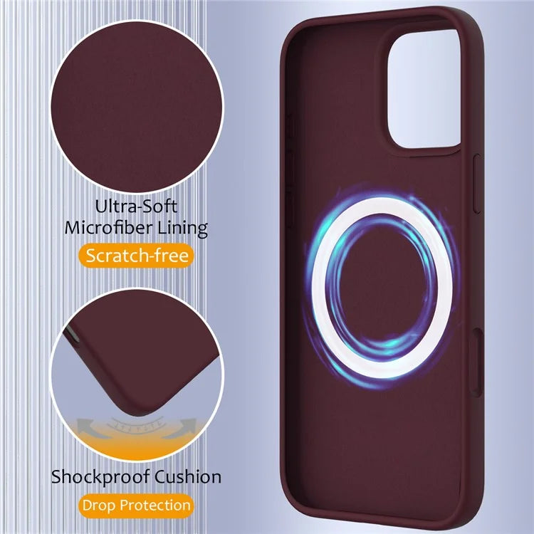For iPhone 16 Pro Magnetic Case Shockproof Liquid Silicone Phone Cover