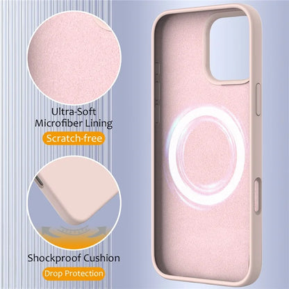 For iPhone 16 Pro Magnetic Case Shockproof Liquid Silicone Phone Cover