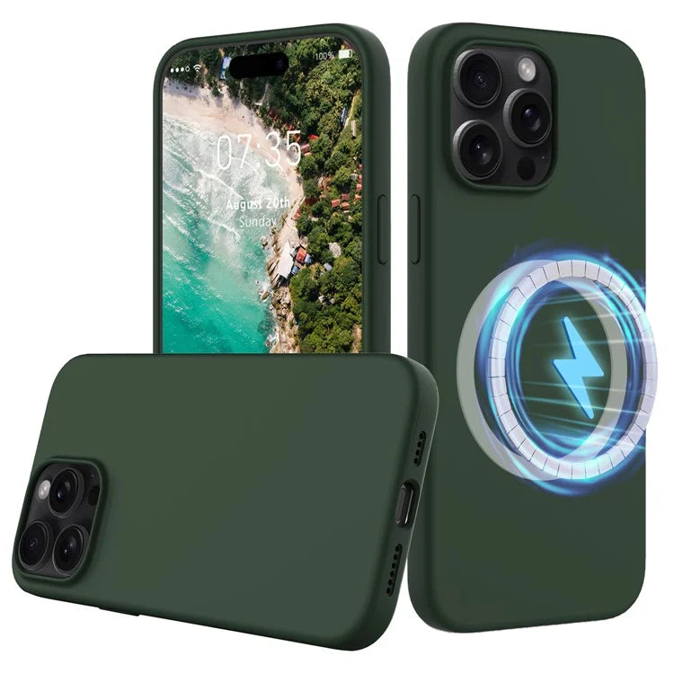 For iPhone 16 Pro Magnetic Case Shockproof Liquid Silicone Phone Cover
