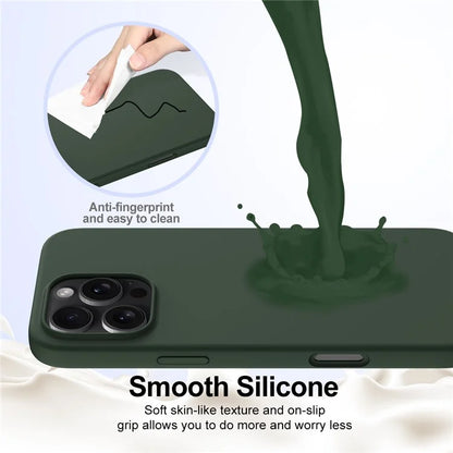 For iPhone 16 Pro Magnetic Case Shockproof Liquid Silicone Phone Cover