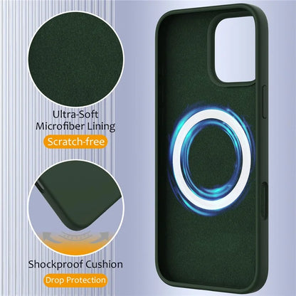 For iPhone 16 Pro Magnetic Case Shockproof Liquid Silicone Phone Cover
