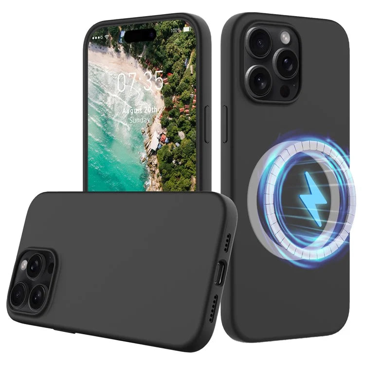 For iPhone 16 Pro Max Magnetic Case Protective Liquid Silicone Phone Cover