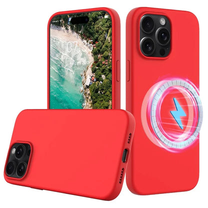 For iPhone 16 Pro Max Magnetic Case Protective Liquid Silicone Phone Cover