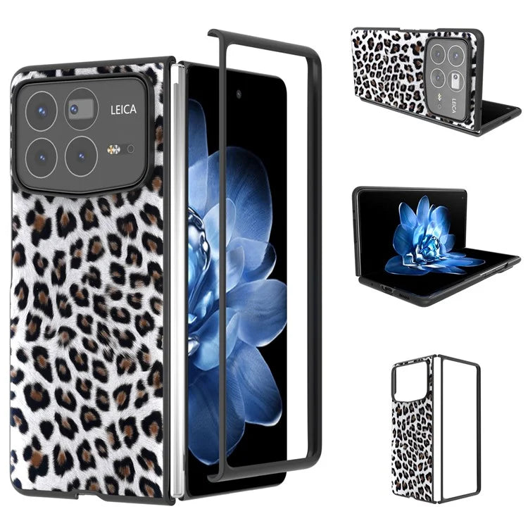 ABEEL For Xiaomi Mix Fold 4 5G Case Leopard Pattern PU+PC Phone Cover