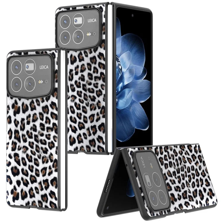 ABEEL For Xiaomi Mix Fold 4 5G Case Leopard Pattern PU+PC Phone Cover