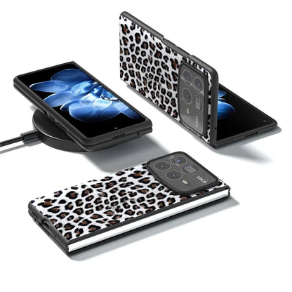 ABEEL For Xiaomi Mix Fold 4 5G Case Leopard Pattern PU+PC Phone Cover