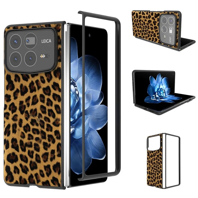 ABEEL For Xiaomi Mix Fold 4 5G Case Leopard Pattern PU+PC Phone Cover