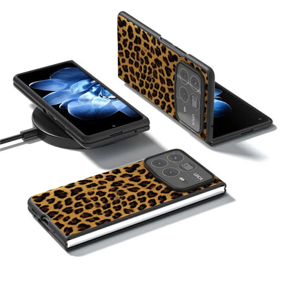 ABEEL For Xiaomi Mix Fold 4 5G Case Leopard Pattern PU+PC Phone Cover