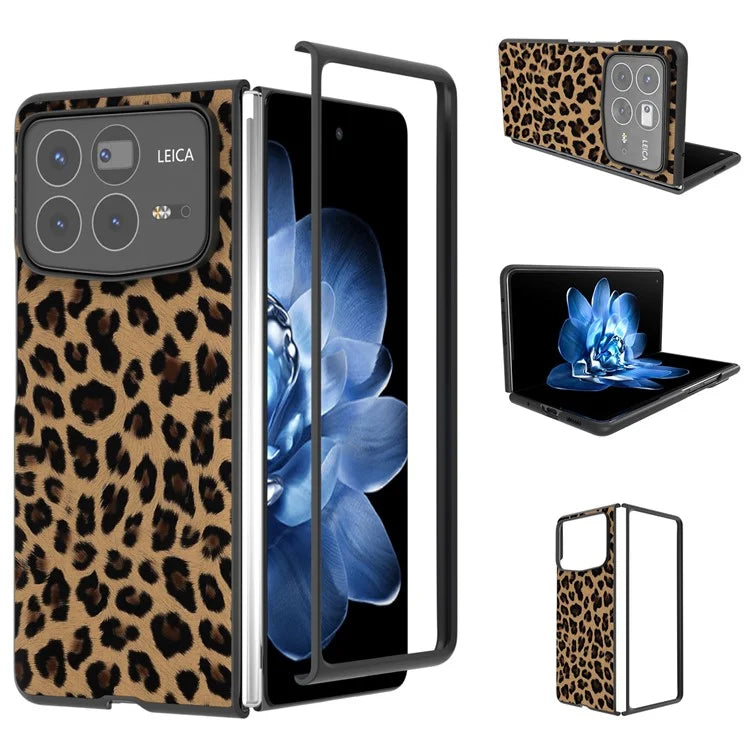ABEEL For Xiaomi Mix Fold 4 5G Case Leopard Pattern PU+PC Phone Cover