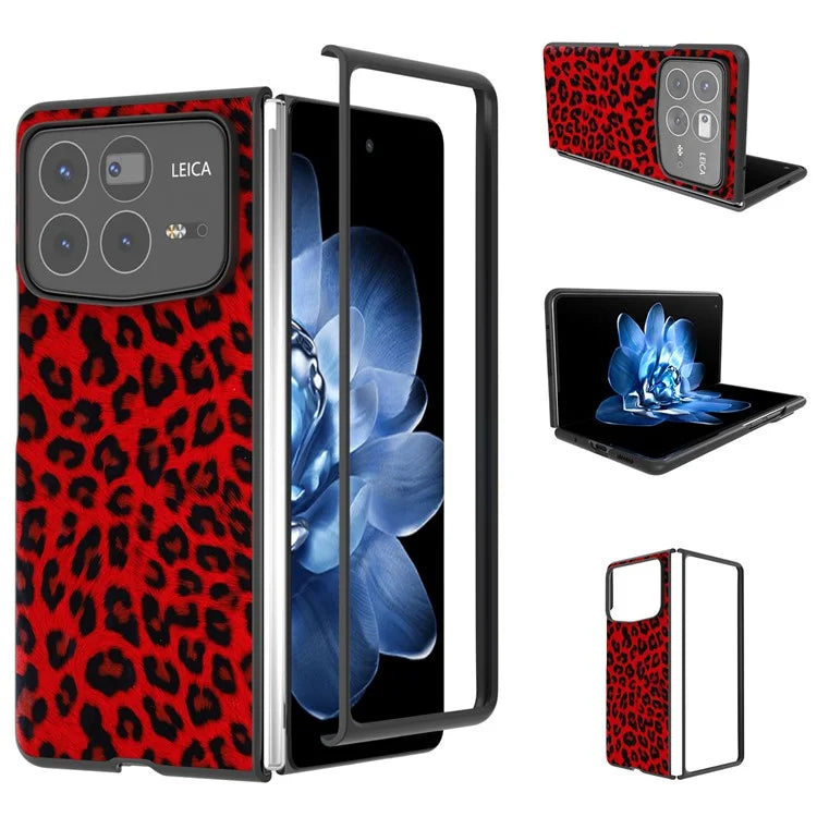 ABEEL For Xiaomi Mix Fold 4 5G Case Leopard Pattern PU+PC Phone Cover