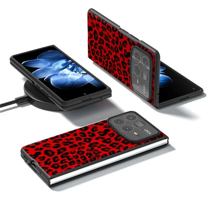 ABEEL For Xiaomi Mix Fold 4 5G Case Leopard Pattern PU+PC Phone Cover