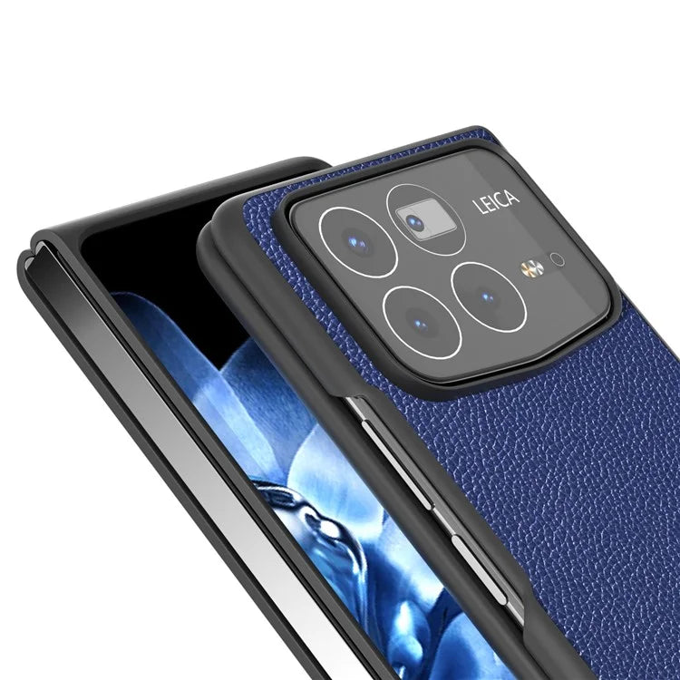 ABEEL For Xiaomi Mix Fold 4 5G Case Litchi Texture Genuine Cow Leather+PC Phone Cover