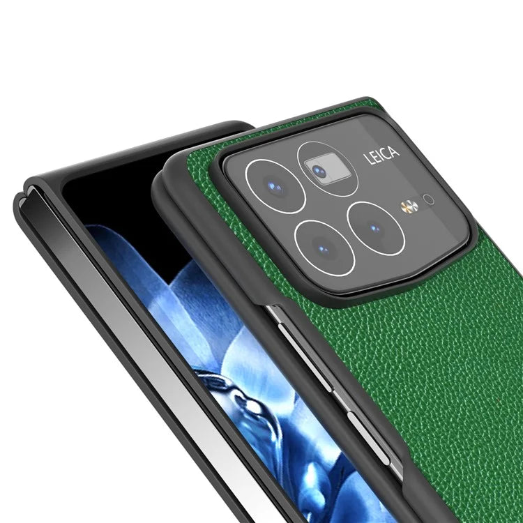 ABEEL For Xiaomi Mix Fold 4 5G Case Litchi Texture Genuine Cow Leather+PC Phone Cover