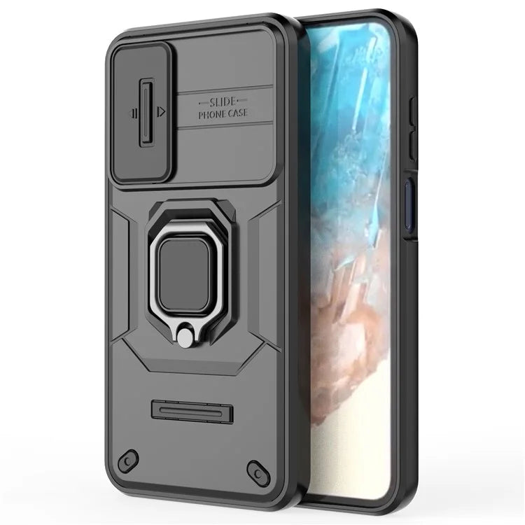 For Samsung Galaxy M35 5G Case PC+TPU Kickstand Phone Protector with Lens Cover