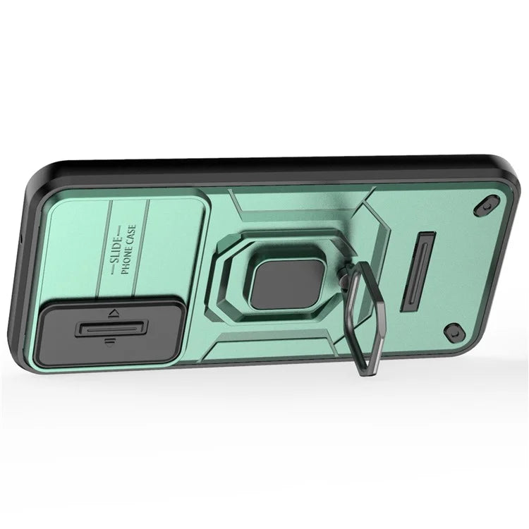 For Samsung Galaxy M35 5G Case PC+TPU Kickstand Phone Protector with Lens Cover