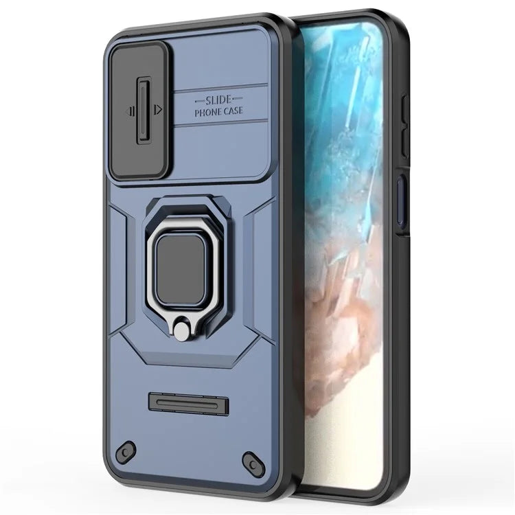 For Samsung Galaxy M35 5G Case PC+TPU Kickstand Phone Protector with Lens Cover