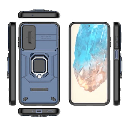 For Samsung Galaxy M35 5G Case PC+TPU Kickstand Phone Protector with Lens Cover