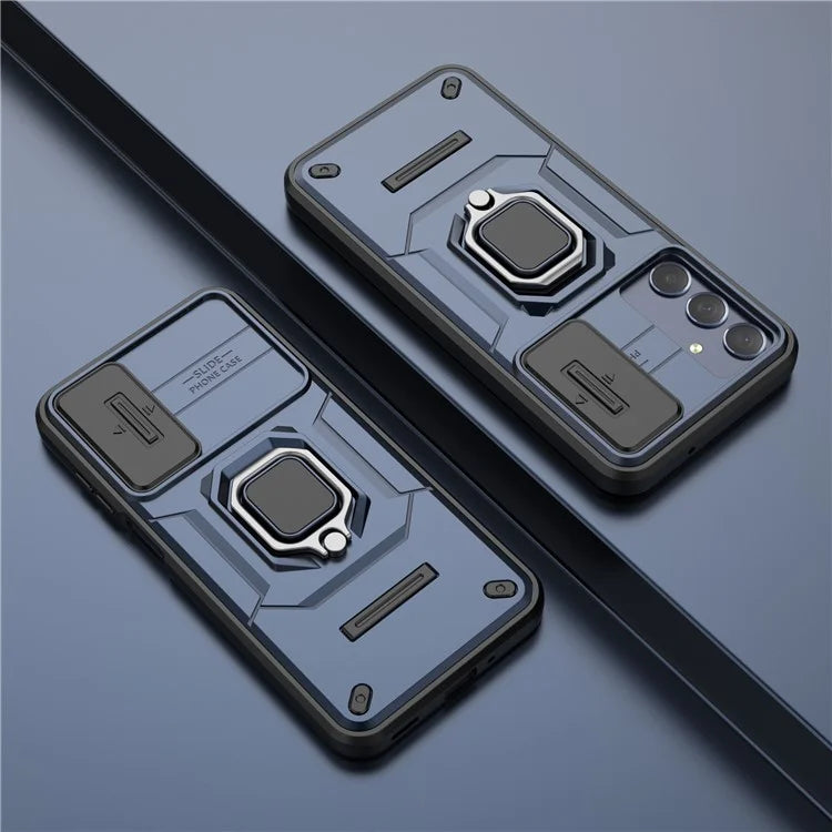 For Samsung Galaxy M35 5G Case PC+TPU Kickstand Phone Protector with Lens Cover