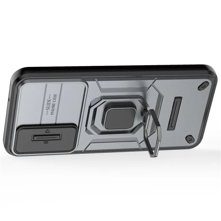 For Samsung Galaxy M35 5G Case PC+TPU Kickstand Phone Protector with Lens Cover