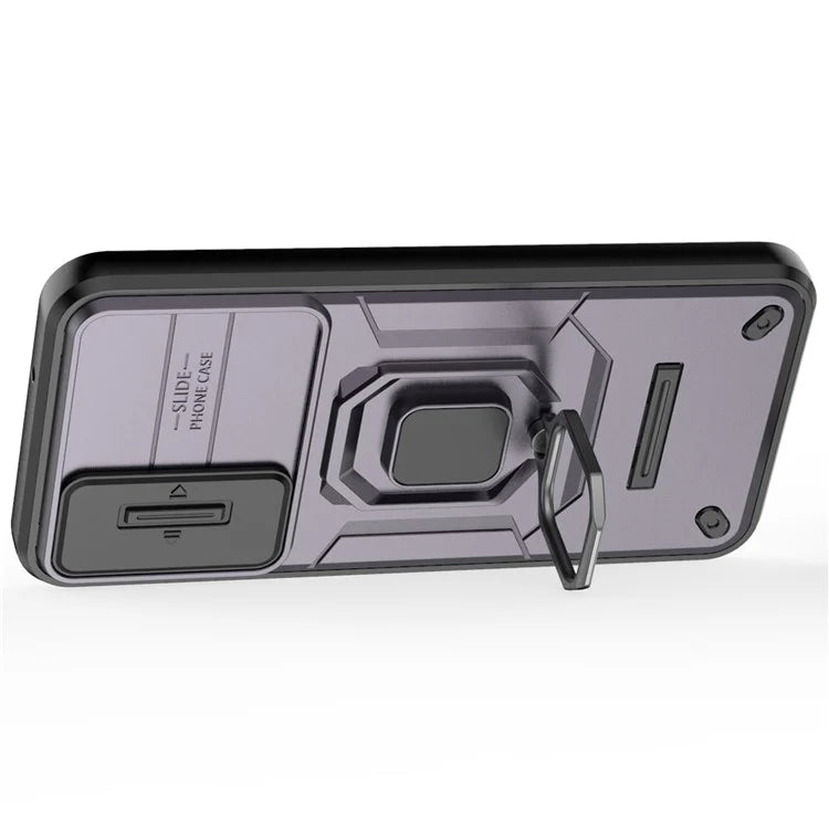 For Samsung Galaxy M35 5G Case PC+TPU Kickstand Phone Protector with Lens Cover