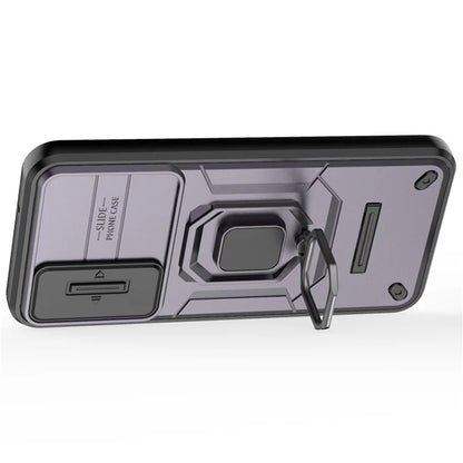 For Samsung Galaxy M35 5G Case PC+TPU Kickstand Phone Protector with Lens Cover