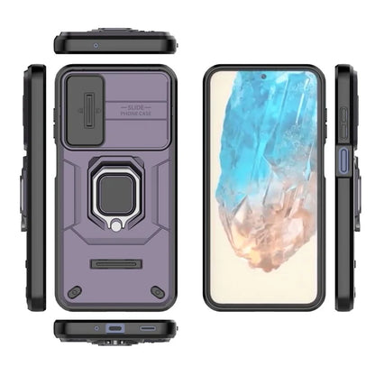 For Samsung Galaxy M35 5G Case PC+TPU Kickstand Phone Protector with Lens Cover