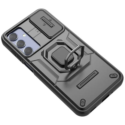 For Samsung Galaxy M35 5G Case PC+TPU Kickstand Phone Protector with Lens Cover