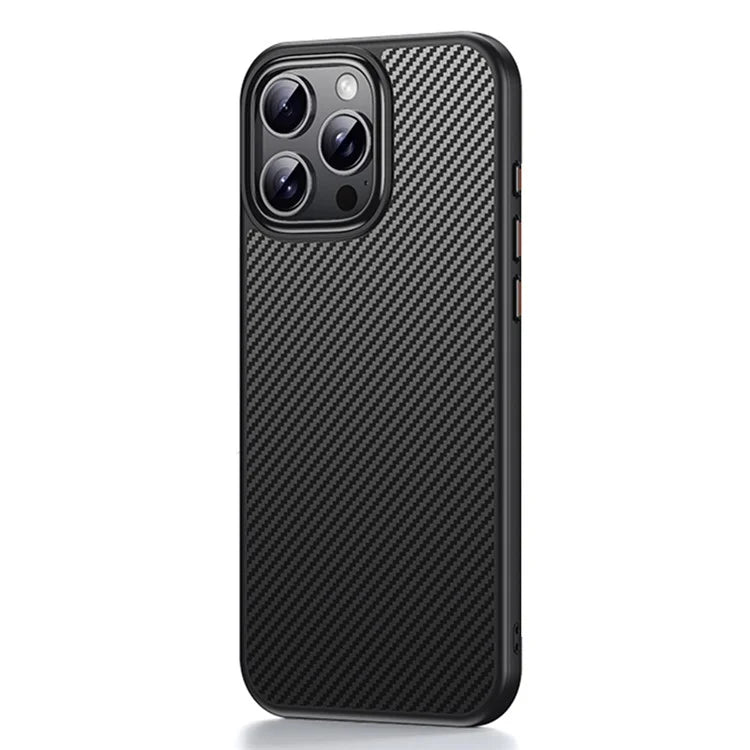 For iPhone 16 Pro Max Magnetic Case Compatible with MagSafe Carbon Fiber Texture PC + TPU Cover