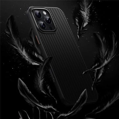 For iPhone 16 Pro Max Magnetic Case Compatible with MagSafe Carbon Fiber Texture PC + TPU Cover